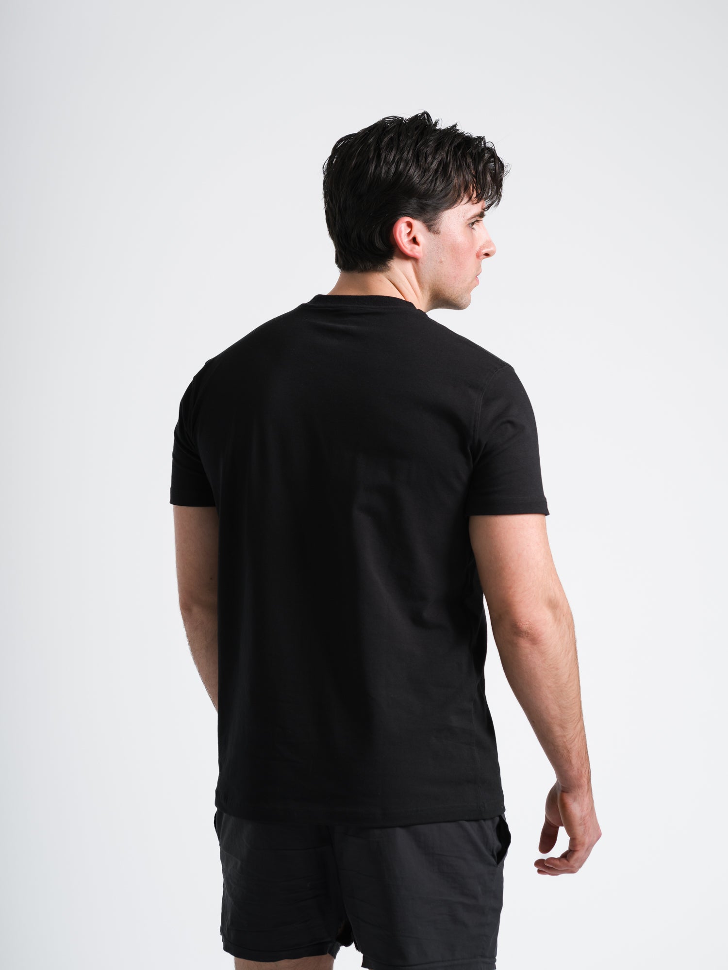 ONE BOUT Men's Line T-Shirt in Black — back view