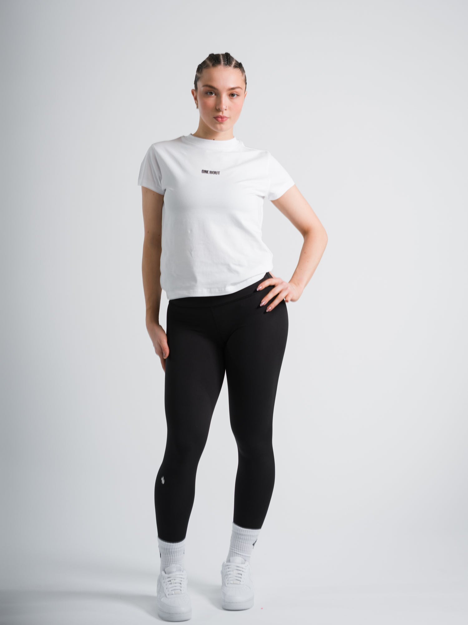 ONE BOUT Women's Script T-Shirt in White — back view