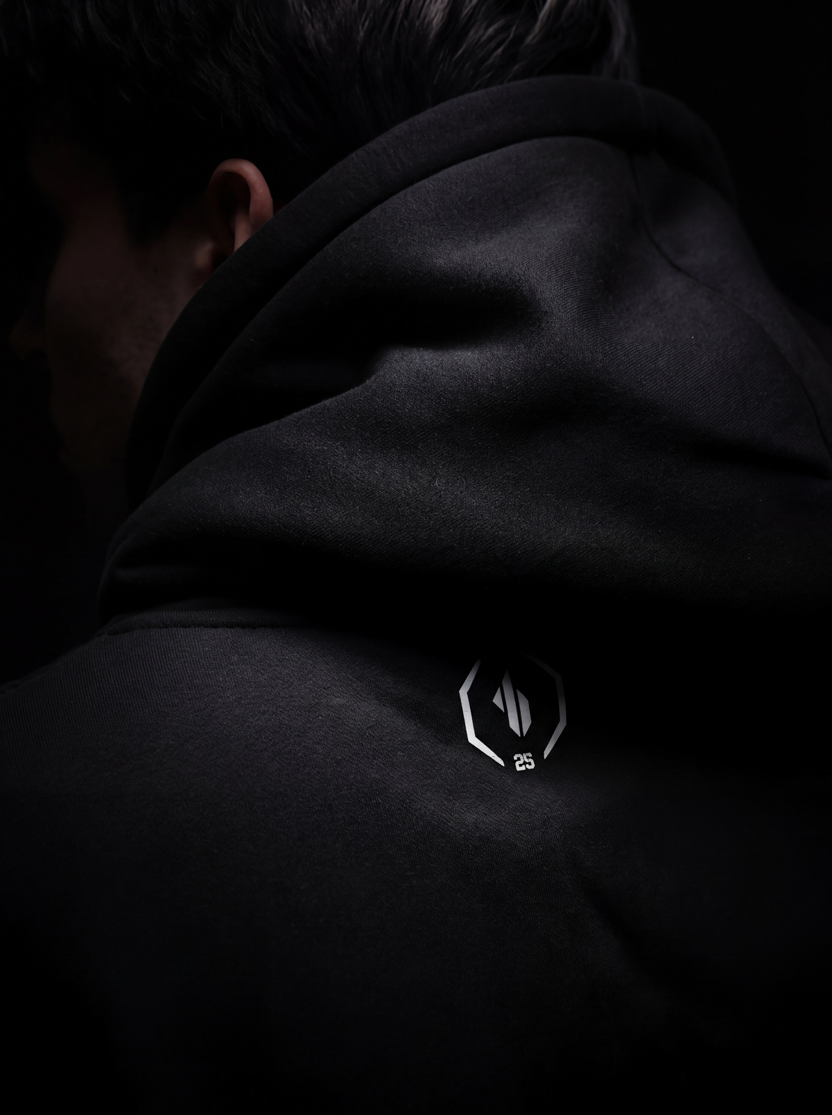 ONE BOUT Limited Collection — black Script Oversized Hoodie close-up