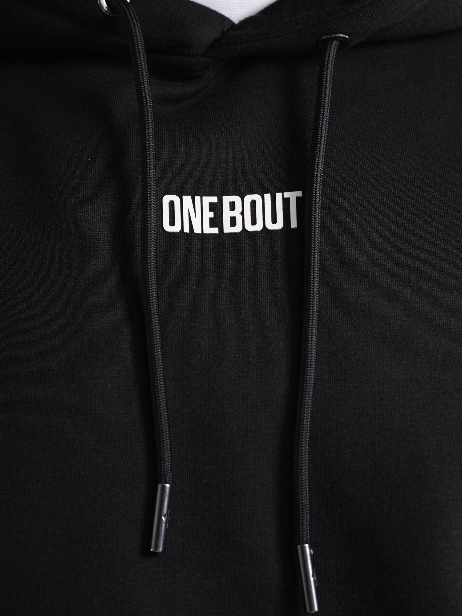 ONE BOUT Men's Script Oversized Hoodie (Limited) in Black — detail